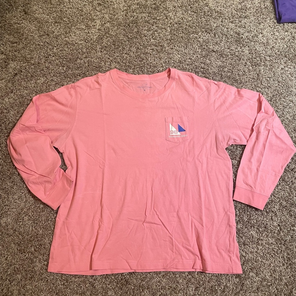 Vineyard Vines Women’s Pink Sailing Pocket Long Sleeve Tee XL